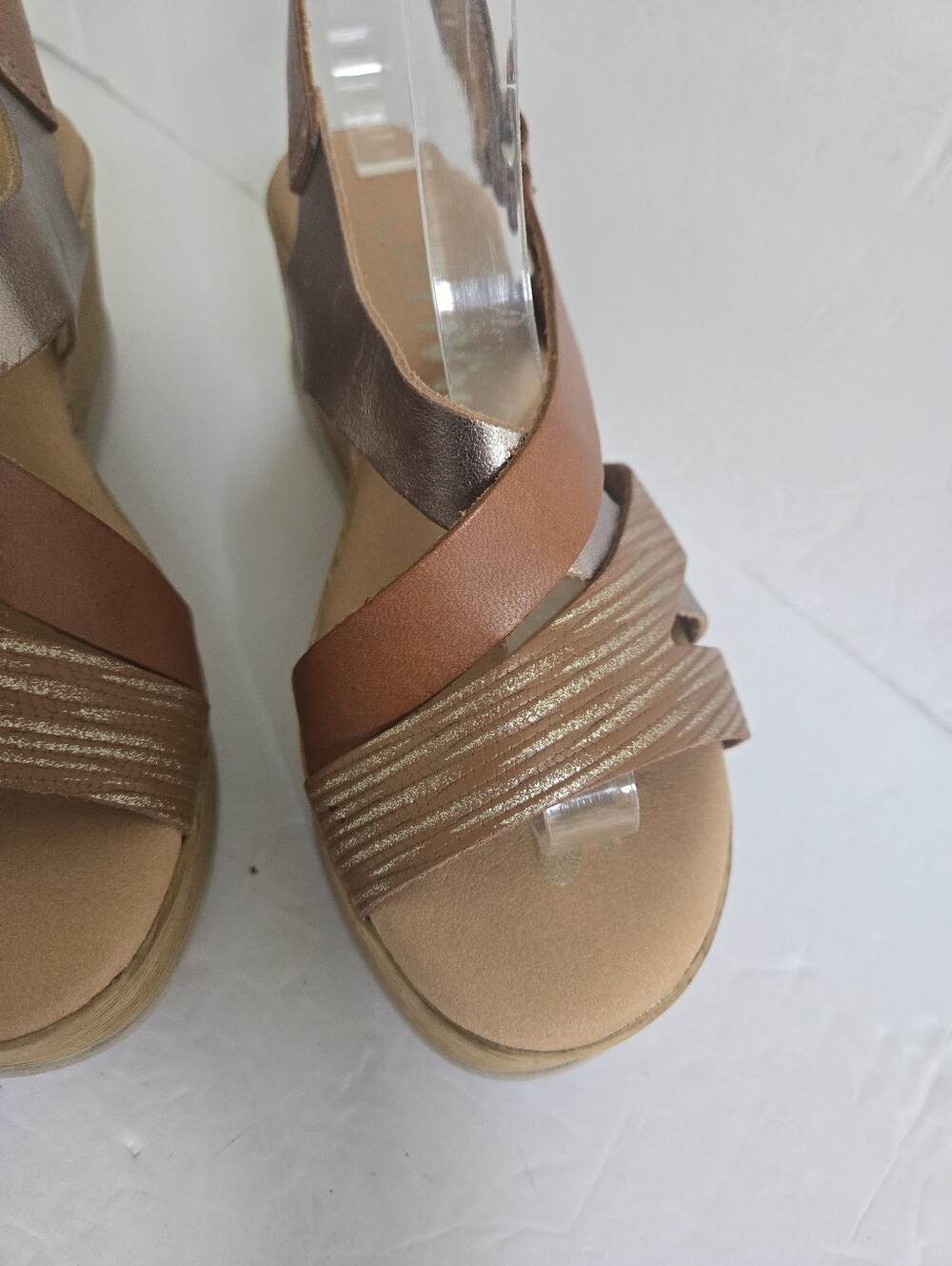 Light Brown Leather Strappy Platform Sandals Size 36 - Picture 6 of 14